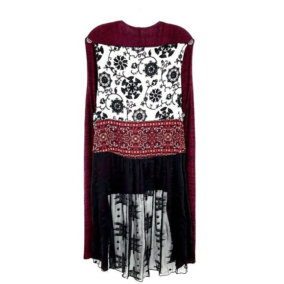 John Mark Cardigan Women L Multi-Color Patchwork Floral Draped Tunic Hippie BOHO - Picture 1 of 11